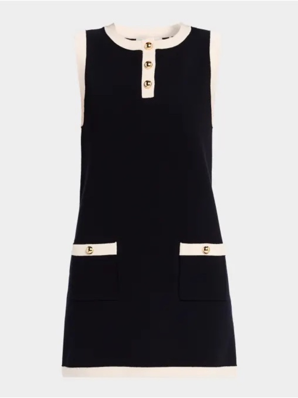 Frame Denim Mini Shift Dress with White Trim